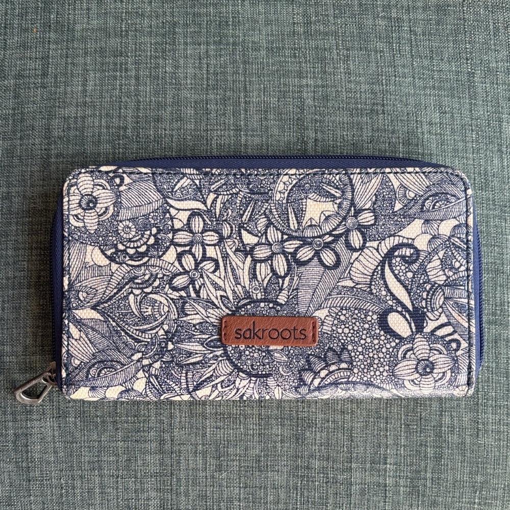 Sakroots Blue and White Floral Wallet